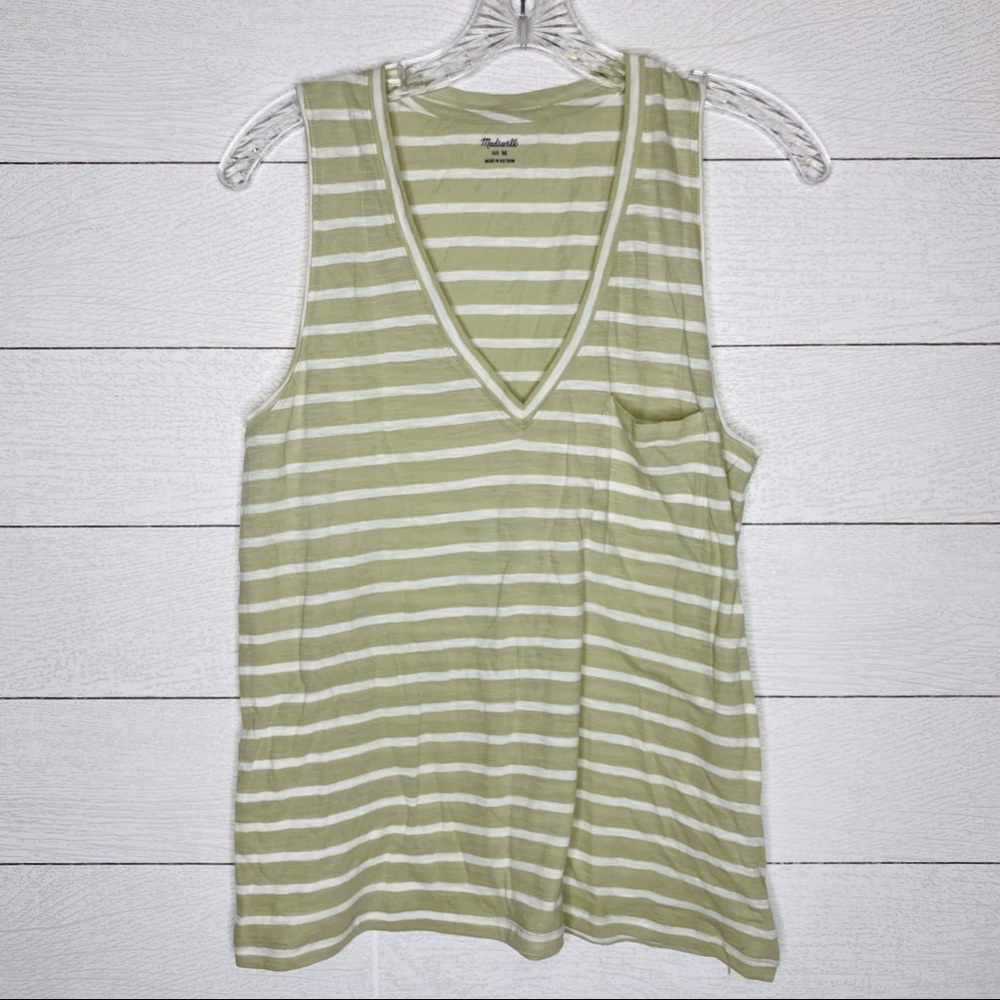 Madewell Cotton Striped V-neck Tank Top